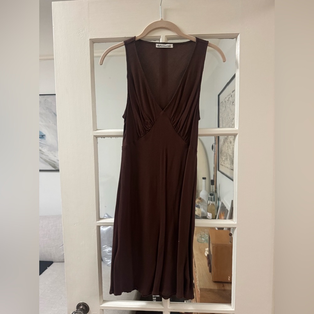Reformation mini dress, chocolate brown, worn twice, S